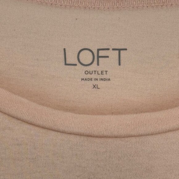 LOFT Outlet XL Peach Long Sleeve Top With Black Lace Diamond Design - Picture 2 of 8